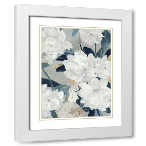 Ocean Blue Floral Beauty I White Modern Wood Framed Art Print with Double Matting by Jensen, Asia