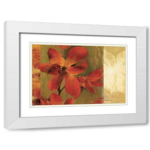 Crimson Garden  White Modern Wood Framed Art Print with Double Matting by Jensen, Asia