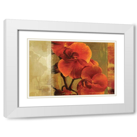 Crimson Delight White Modern Wood Framed Art Print with Double Matting by Jensen, Asia