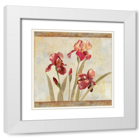 Iris Tapestry I White Modern Wood Framed Art Print with Double Matting by Jensen, Asia