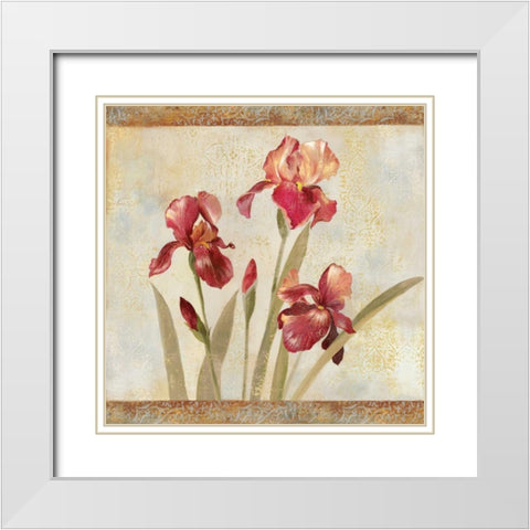 Iris Tapestry I White Modern Wood Framed Art Print with Double Matting by Jensen, Asia