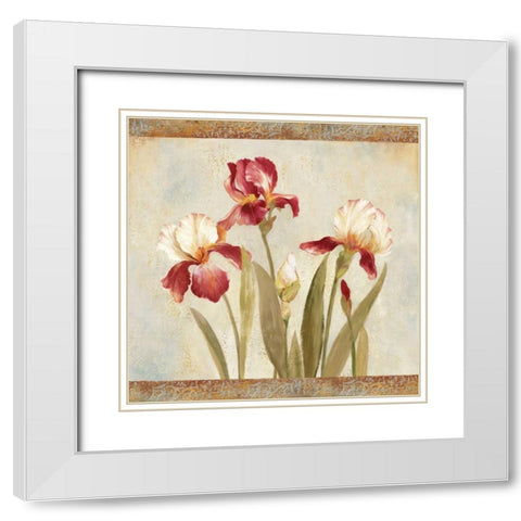 Iris Tapestry II White Modern Wood Framed Art Print with Double Matting by Jensen, Asia