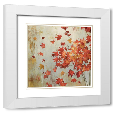 Crimson Foliage White Modern Wood Framed Art Print with Double Matting by Jensen, Asia