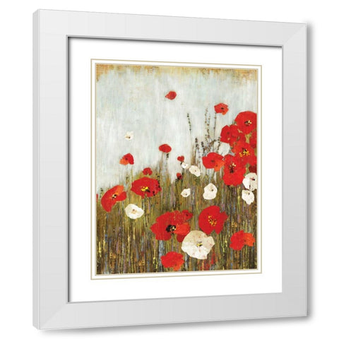 Scarlet Poppies White Modern Wood Framed Art Print with Double Matting by Jensen, Asia