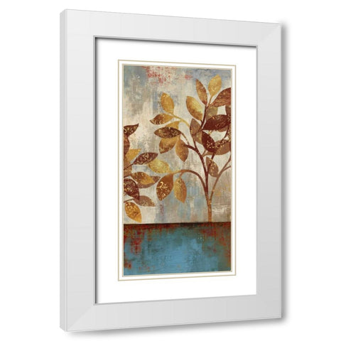 Bronze Leaves I White Modern Wood Framed Art Print with Double Matting by Jensen, Asia