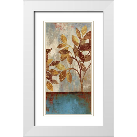 Bronze Leaves I White Modern Wood Framed Art Print with Double Matting by Jensen, Asia