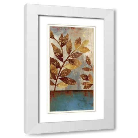 Bronze leaves II White Modern Wood Framed Art Print with Double Matting by Jensen, Asia