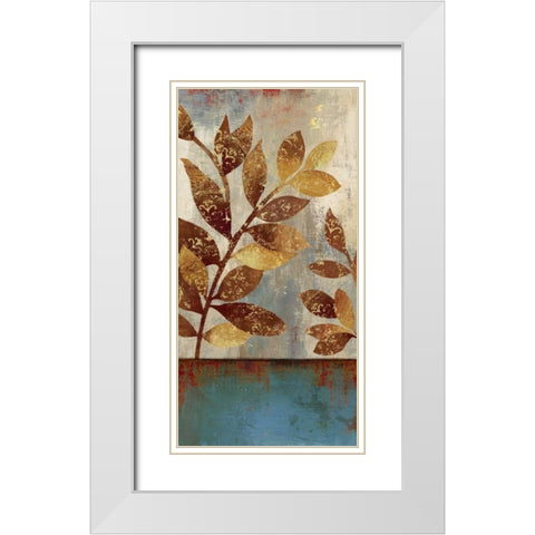 Bronze leaves II White Modern Wood Framed Art Print with Double Matting by Jensen, Asia