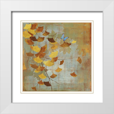 Gingko Branch I White Modern Wood Framed Art Print with Double Matting by Jensen, Asia