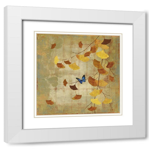 Gingko Branch II White Modern Wood Framed Art Print with Double Matting by Jensen, Asia