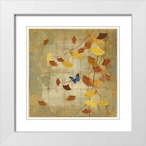 Gingko Branch II White Modern Wood Framed Art Print with Double Matting by Jensen, Asia