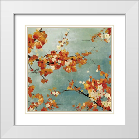 Orange Blossoms II White Modern Wood Framed Art Print with Double Matting by Jensen, Asia