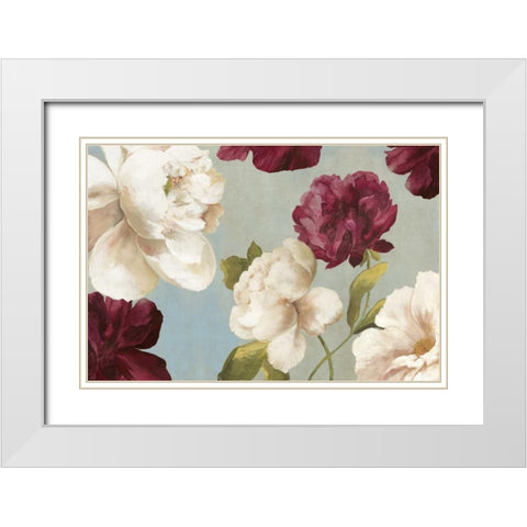 Deep Peonies I White Modern Wood Framed Art Print with Double Matting by Jensen, Asia