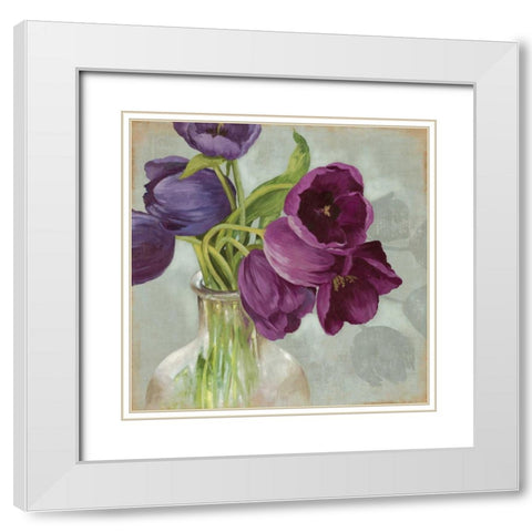 Glass Flowers I White Modern Wood Framed Art Print with Double Matting by Jensen, Asia