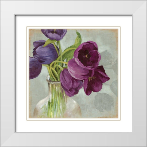 Glass Flowers I White Modern Wood Framed Art Print with Double Matting by Jensen, Asia