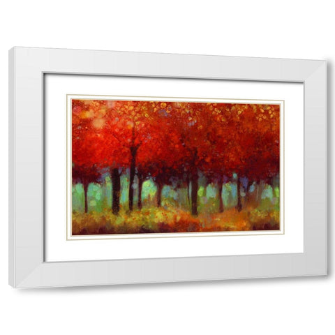 Red Forest White Modern Wood Framed Art Print with Double Matting by Jensen, Asia