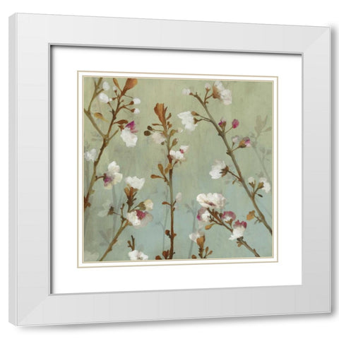 Wind Blossoms II - Mini White Modern Wood Framed Art Print with Double Matting by Jensen, Asia