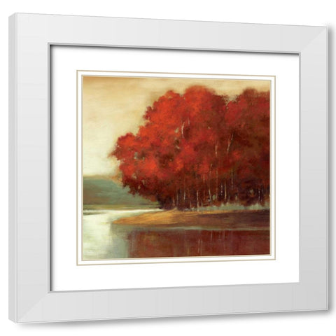Touch of Red White Modern Wood Framed Art Print with Double Matting by Jensen, Asia