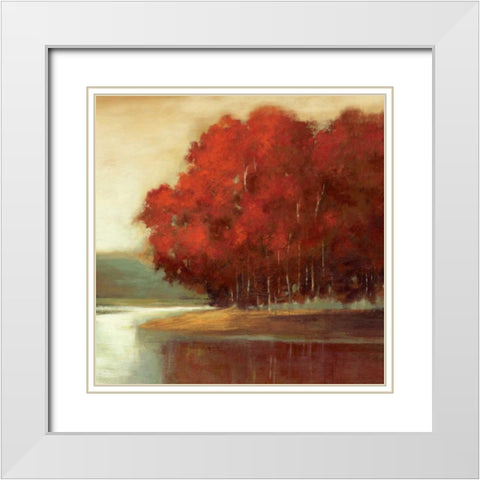Touch of Red White Modern Wood Framed Art Print with Double Matting by Jensen, Asia