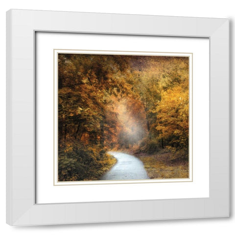 October Trail White Modern Wood Framed Art Print with Double Matting by Jenney, Jessica