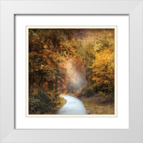 October Trail White Modern Wood Framed Art Print with Double Matting by Jenney, Jessica