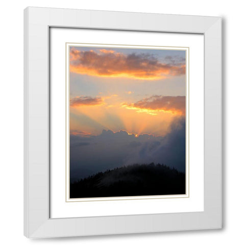 Smoky Mountain Sunset White Modern Wood Framed Art Print with Double Matting by West, James