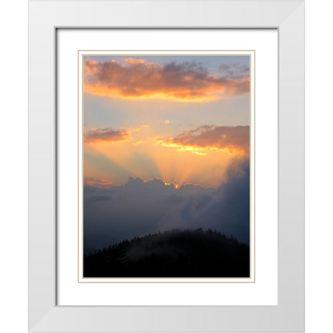 Smoky Mountain Sunset White Modern Wood Framed Art Print with Double Matting by West, James