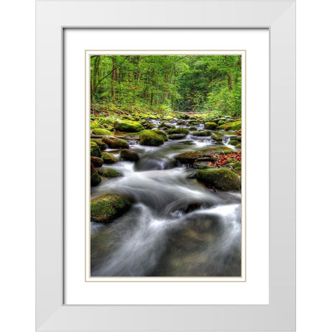 Smoky Mountain Tranquility White Modern Wood Framed Art Print with Double Matting by West, James