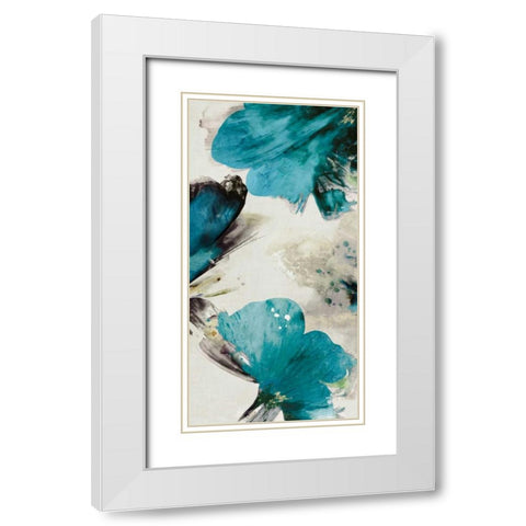 Blue Ribbon Blooms II White Modern Wood Framed Art Print with Double Matting by Jensen, Asia