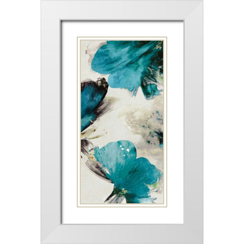 Blue Ribbon Blooms II White Modern Wood Framed Art Print with Double Matting by Jensen, Asia