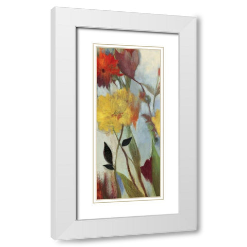 Floral Medley I - Mini White Modern Wood Framed Art Print with Double Matting by Jensen, Asia