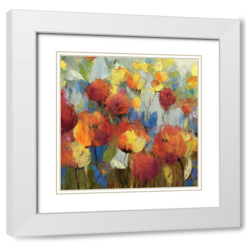 Meadow Flowers White Modern Wood Framed Art Print with Double Matting by Jensen, Asia