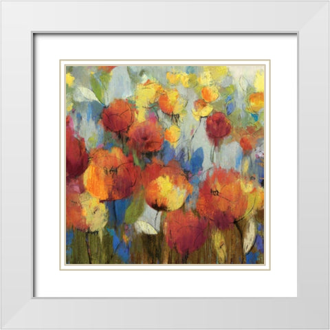 Meadow Flowers White Modern Wood Framed Art Print with Double Matting by Jensen, Asia