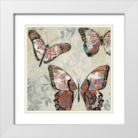 Patterned Butterflies I White Modern Wood Framed Art Print with Double Matting by Jensen, Asia
