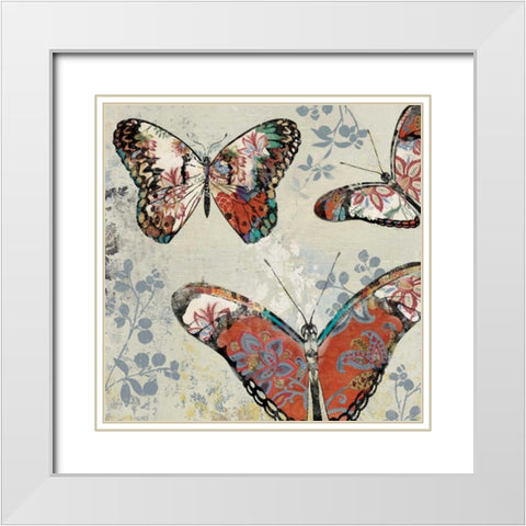 Patterned Butterflies II White Modern Wood Framed Art Print with Double Matting by Jensen, Asia