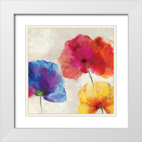 Lush Floral I White Modern Wood Framed Art Print with Double Matting by Jensen, Asia