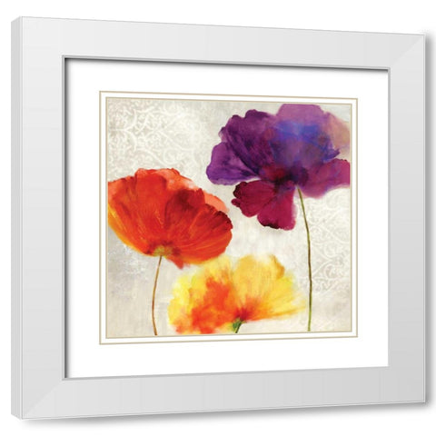 Lush Floral II White Modern Wood Framed Art Print with Double Matting by Jensen, Asia