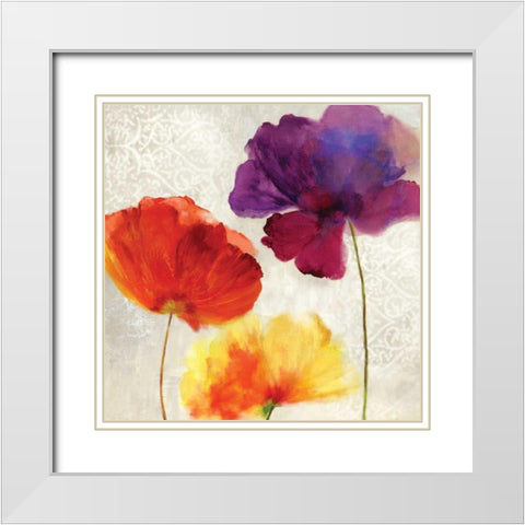 Lush Floral II White Modern Wood Framed Art Print with Double Matting by Jensen, Asia