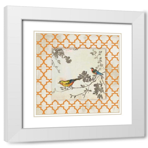 Audubon Tile IV - Mini White Modern Wood Framed Art Print with Double Matting by Jensen, Asia
