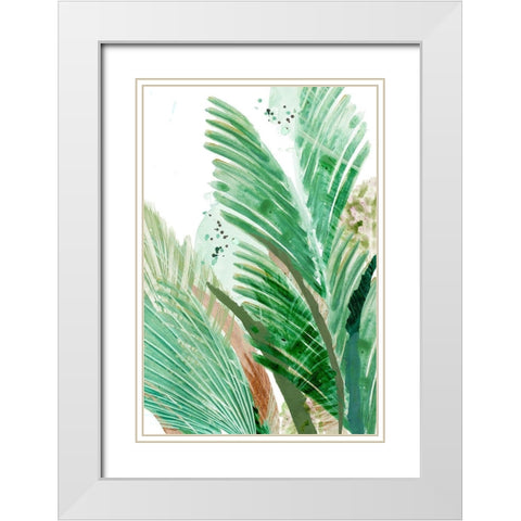Lush Palm I White Modern Wood Framed Art Print with Double Matting by Kouta, Flora
