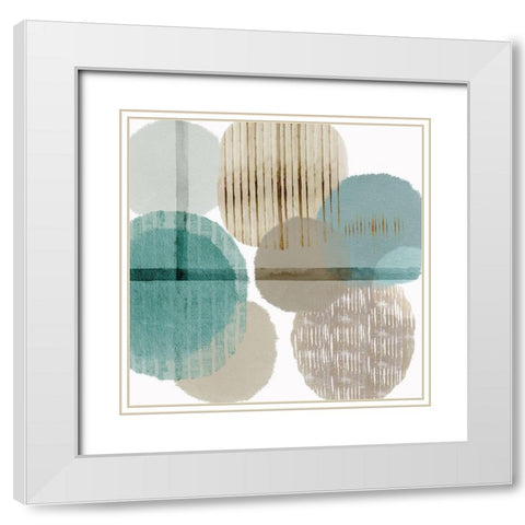 Teal Harmony I White Modern Wood Framed Art Print with Double Matting by Kouta, Flora