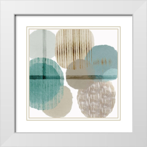 Teal Harmony I White Modern Wood Framed Art Print with Double Matting by Kouta, Flora