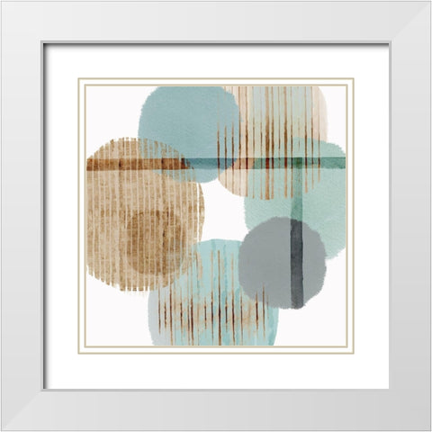 Teal Harmony II White Modern Wood Framed Art Print with Double Matting by Kouta, Flora