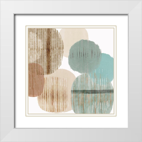 Teal Harmony III  White Modern Wood Framed Art Print with Double Matting by Kouta, Flora