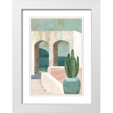 Sunbaked Archway II White Modern Wood Framed Art Print with Double Matting by Kouta, Flora