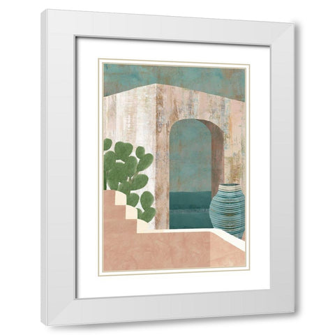 Sunbaked Archway III White Modern Wood Framed Art Print with Double Matting by Kouta, Flora