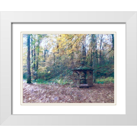 Woodland Gazebo White Modern Wood Framed Art Print with Double Matting by Curinga, Kim
