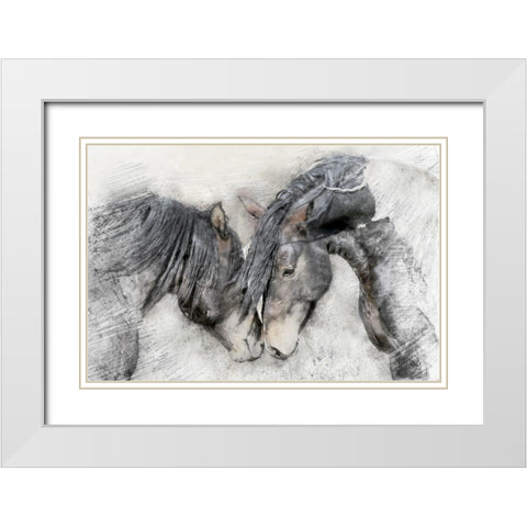 Equine Friendship White Modern Wood Framed Art Print with Double Matting by Curinga, Kim