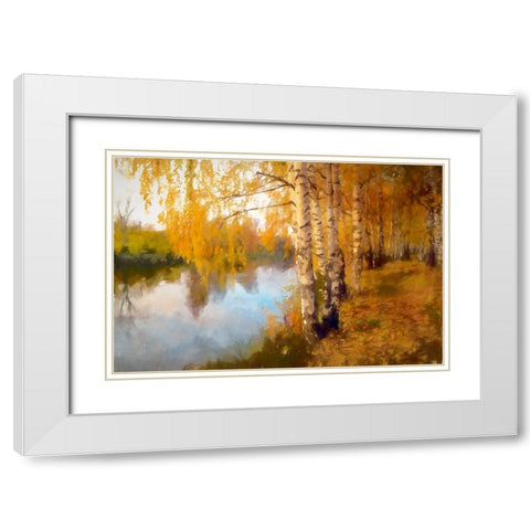 Autumn Birch White Modern Wood Framed Art Print with Double Matting by Curinga, Kim