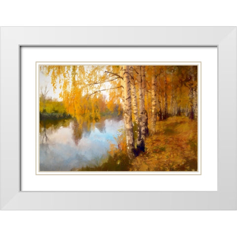 Autumn Birch White Modern Wood Framed Art Print with Double Matting by Curinga, Kim